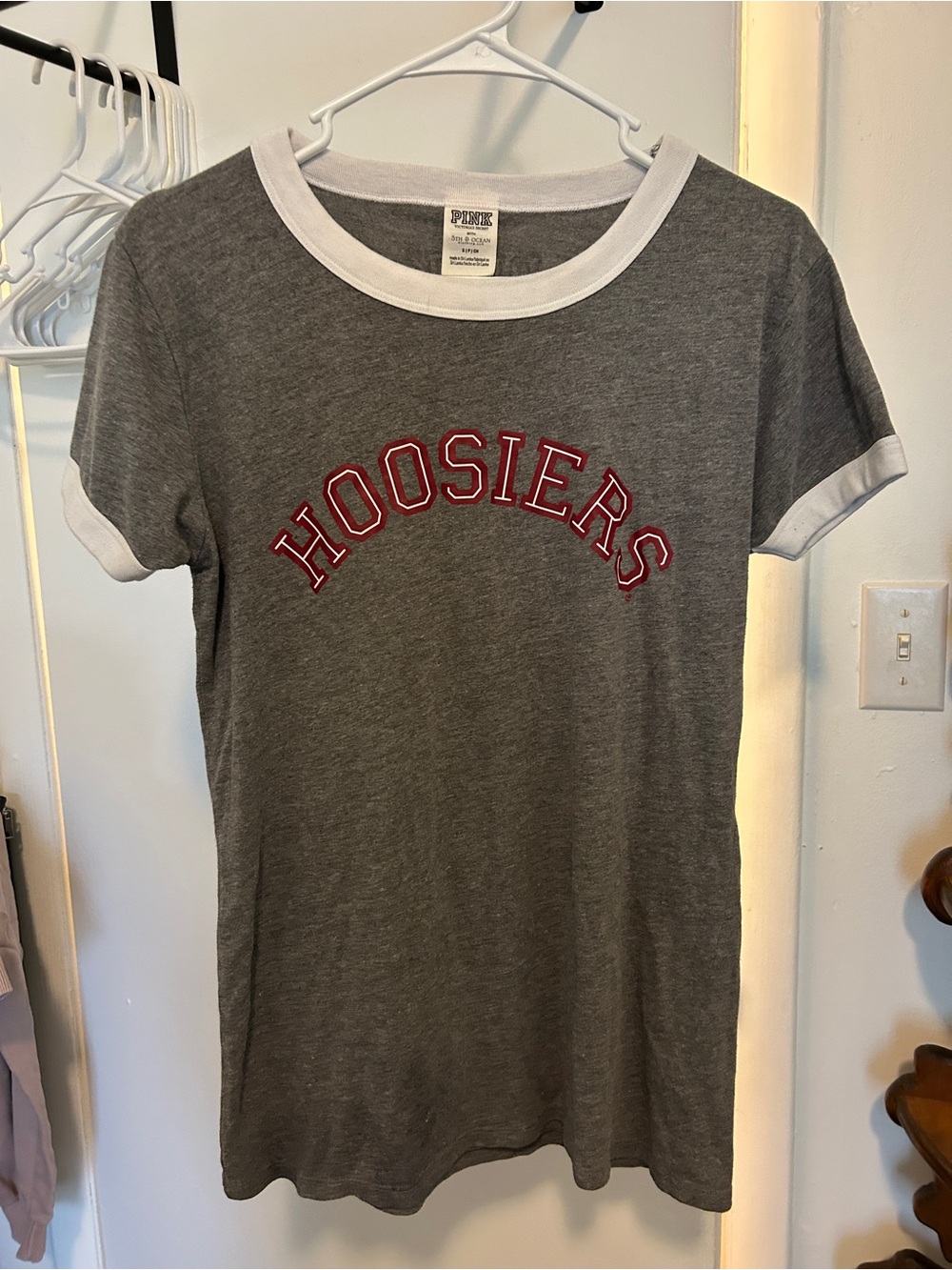 Hoosiers Grey Ringer Tee with White Trim